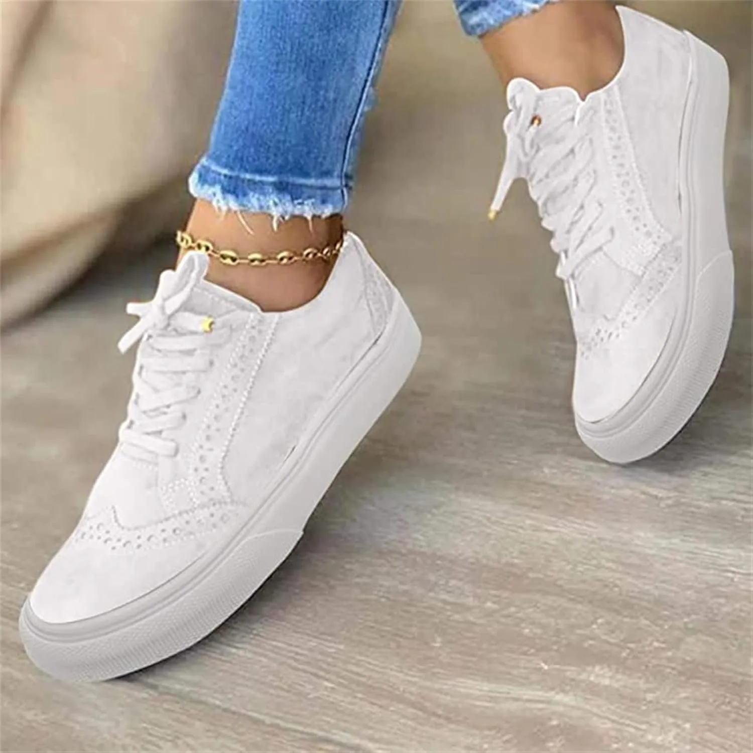 Lausiuoe Shoes For Women Sneakers Trendy Comfortable Casual Fashion Walking Shoes Slip On Low Top Canvas Flat Loafers