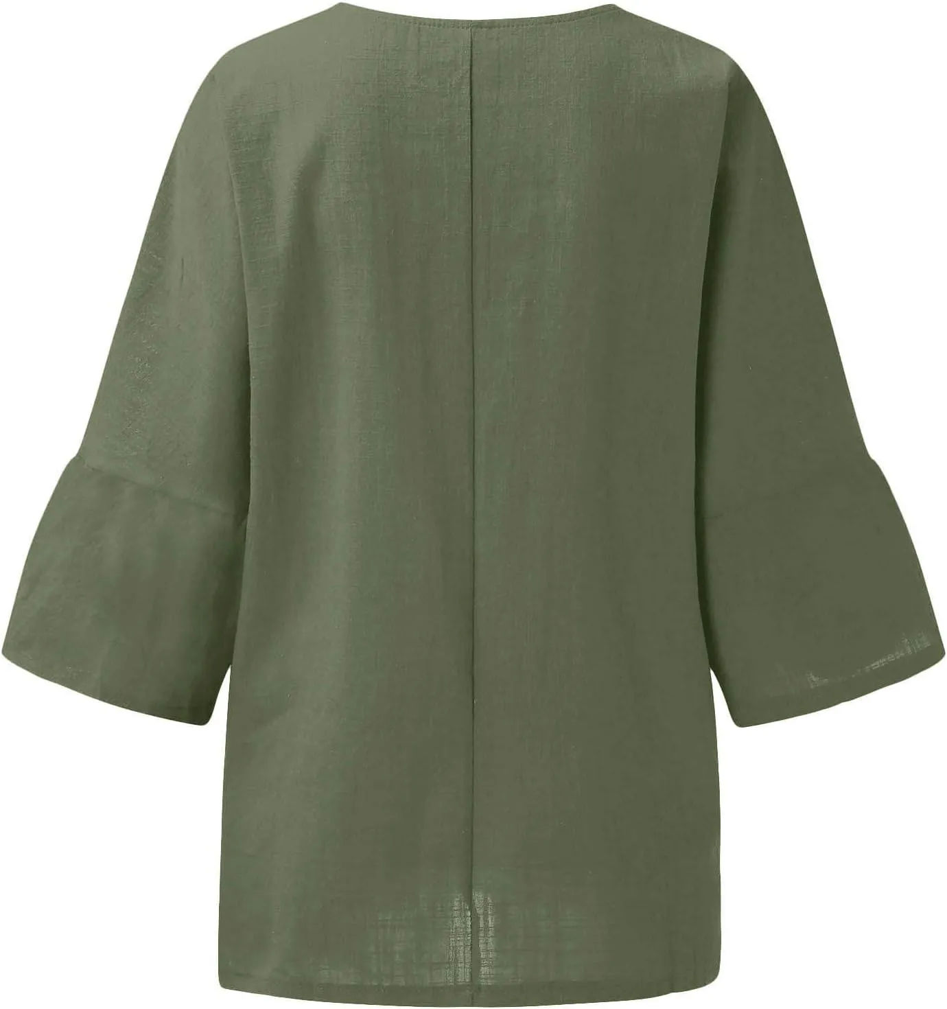 Linen Shirts for Women Plus Size 3/4 Length Sleeve Tops Casual Loose Fit Round Neck Tees 2025 Summer Fashion Blouse