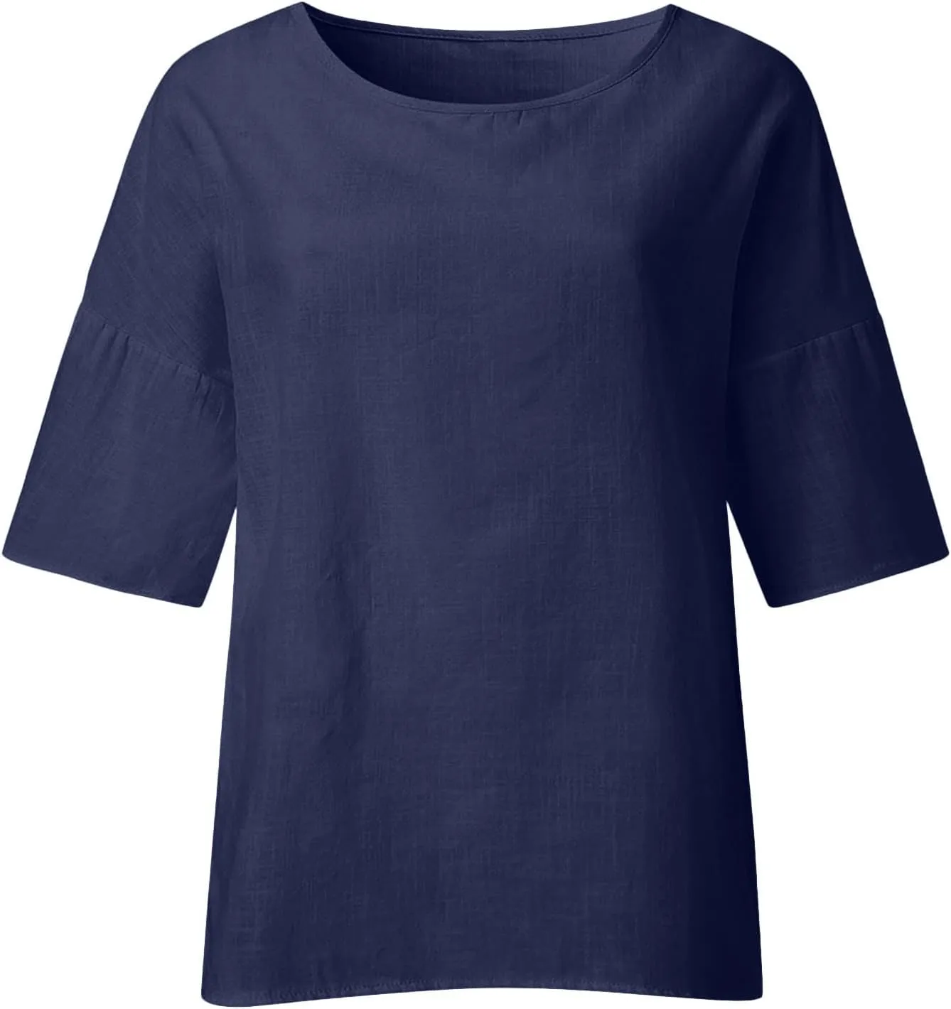 Linen Shirts for Women Plus Size 3/4 Length Sleeve Tops Casual Loose Fit Round Neck Tees 2025 Summer Fashion Blouse