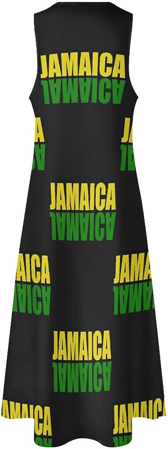 Long Dress Skirts for Womens Summer Top Jamaica Flag Casual V Neck Shift Dress S
