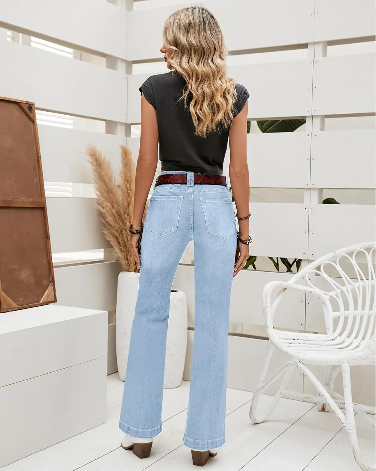 LookbookStore Wide Leg Jeans Woman 2024 Flare High Waist Baggy Jeans for Women Stretchy Denim Pants