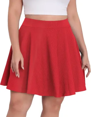 LOUSGUTA Women Plus Size Mini Skirt Stretchy High Waisted A Line Flared Casual Workout Athletic Skater Skirt for Women