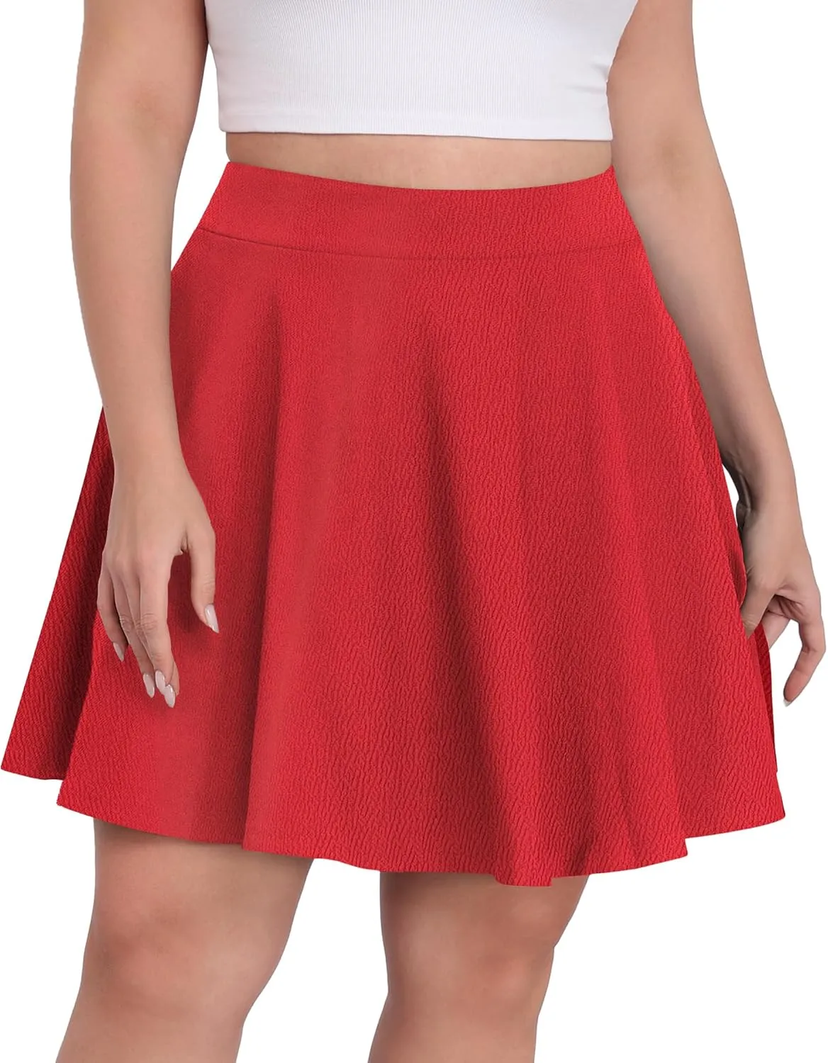 LOUSGUTA Women Plus Size Mini Skirt Stretchy High Waisted A Line Flared Casual Workout Athletic Skater Skirt for Women