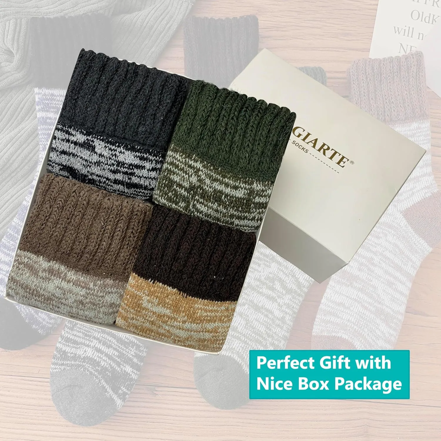 MAGIARTE Womens Boot Wool Socks Christmas Gift Pack Winter Thick Warm Vintage Cozy Crew Socks for Women 3/4/5- Pack