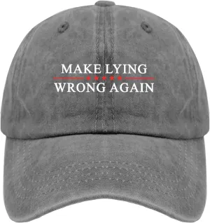 Make Lying Wrong Again Hats for Womens Baseball Caps Trendy Washed Workout Hat Cotton