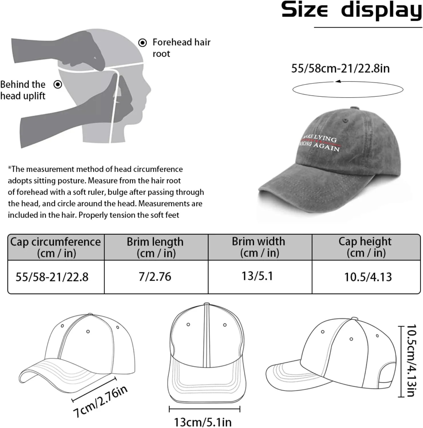 Make Lying Wrong Again Hats for Womens Baseball Caps Trendy Washed Workout Hat Cotton