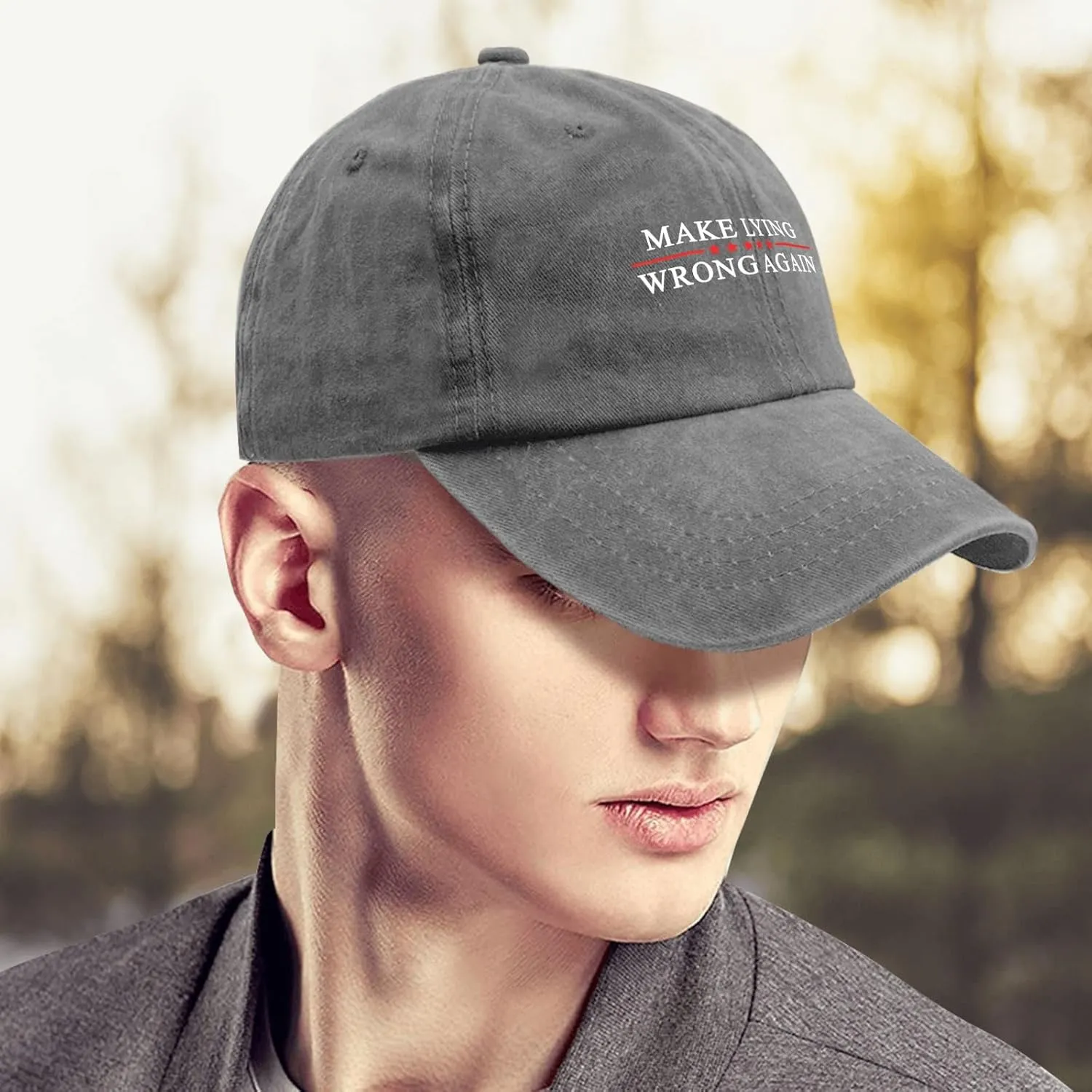 Make Lying Wrong Again Hats for Womens Baseball Caps Trendy Washed Workout Hat Cotton