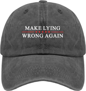 Make Lying Wrong Again Hats for Womens Baseball Caps Trendy Washed Workout Hat Cotton