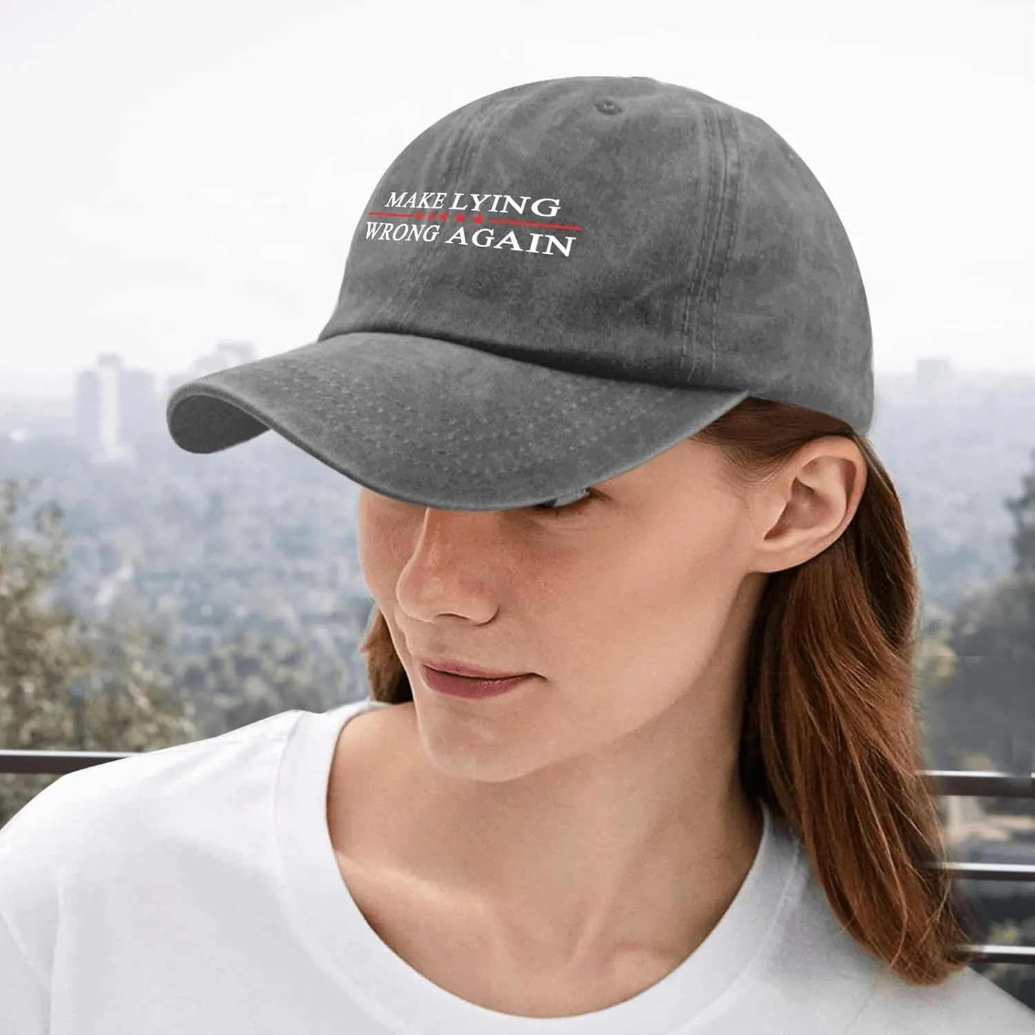 Make Lying Wrong Again Hats for Womens Baseball Caps Trendy Washed Workout Hat Cotton