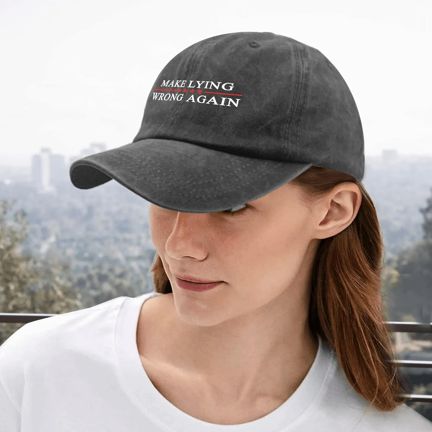 Make Lying Wrong Again Hats for Womens Baseball Caps Trendy Washed Workout Hat Cotton