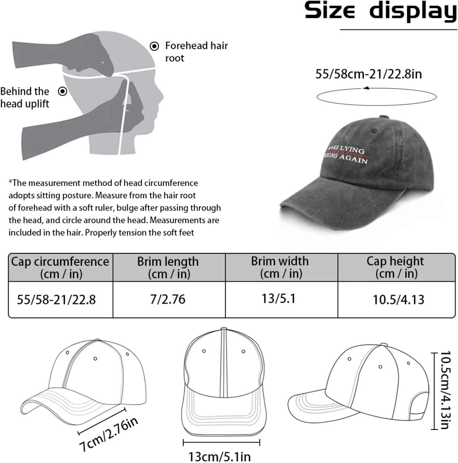 Make Lying Wrong Again Hats for Womens Baseball Caps Trendy Washed Workout Hat Cotton