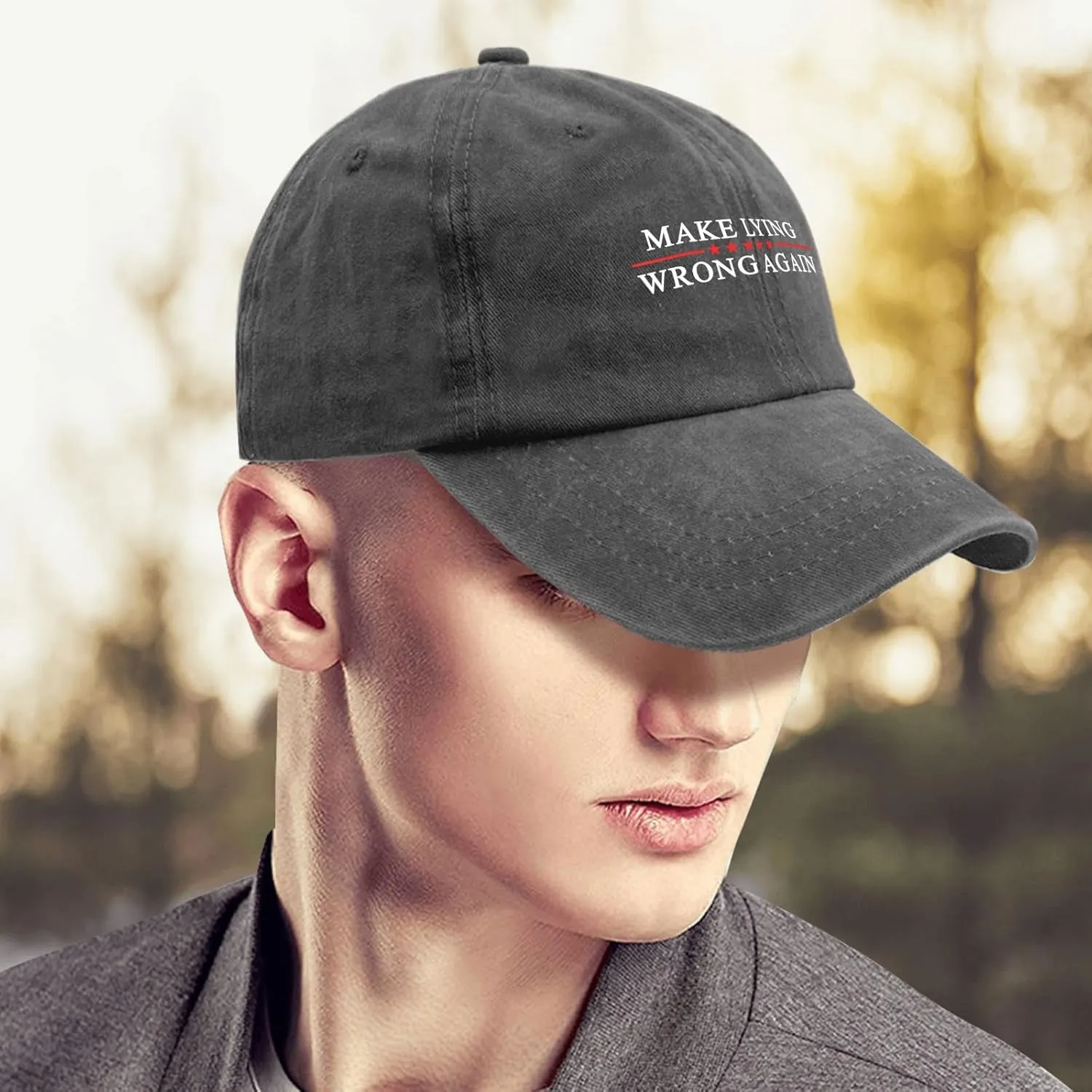 Make Lying Wrong Again Hats for Womens Baseball Caps Trendy Washed Workout Hat Cotton