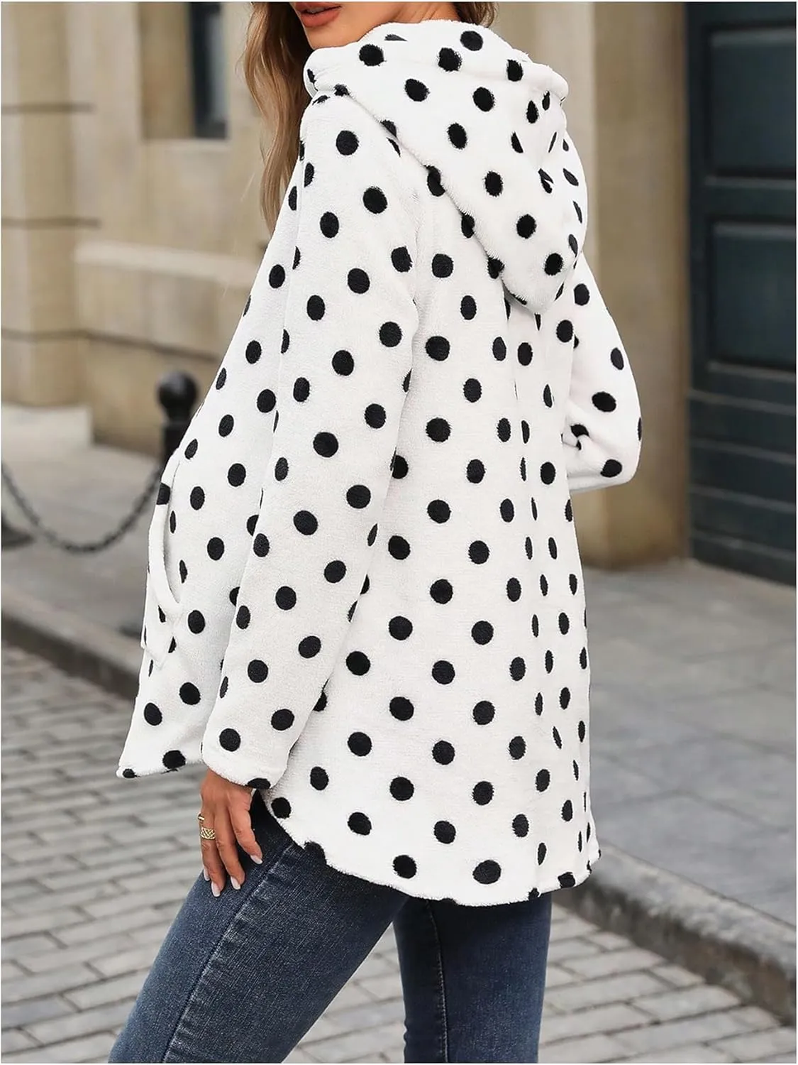 MakeMeChic Women's Maternity Sweatshirt Fleece Polka Dots Long Sleeve Hoodie Pregnancy Tops