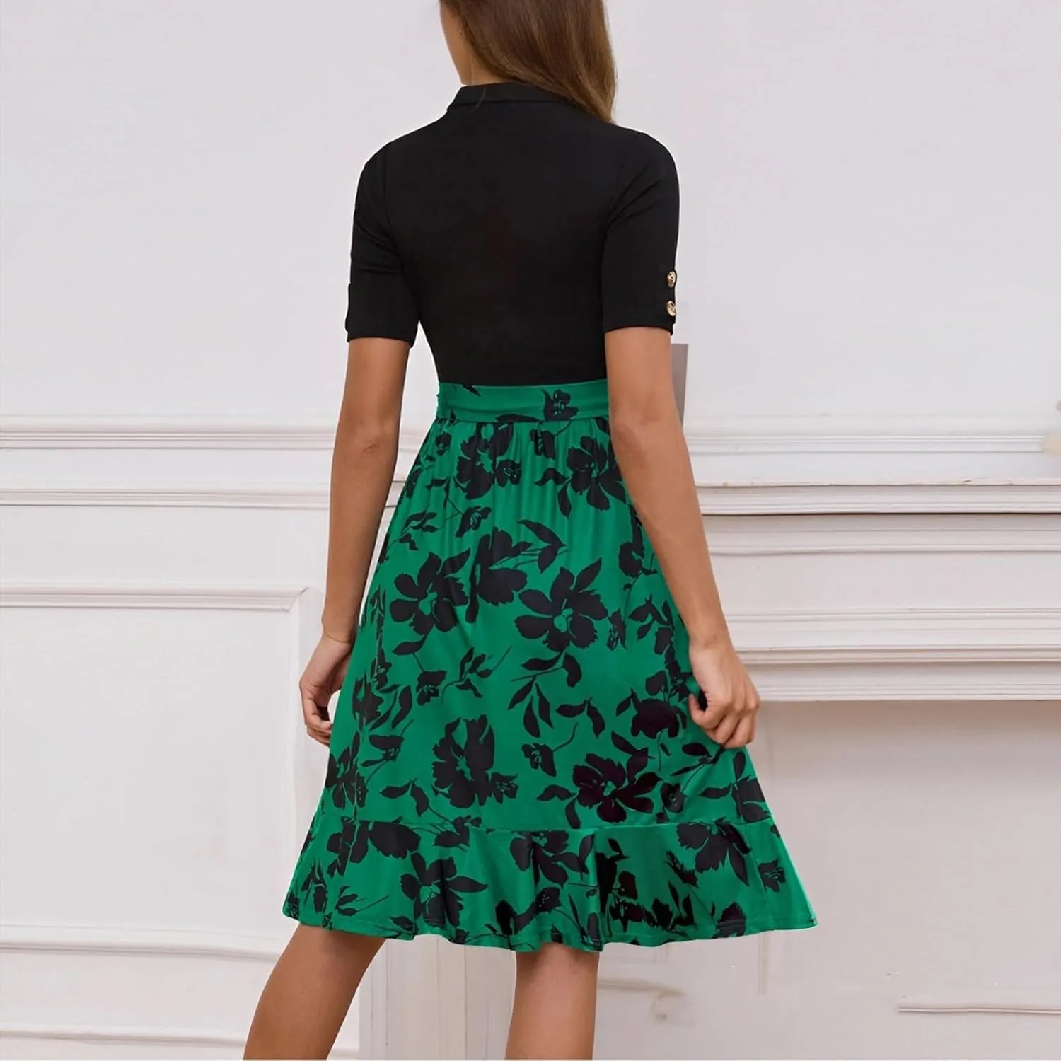 Maxi Dresses for Women 2025 Summer Casual Short Sleeve Floral Midi Dress Elegant Ruffle Tiered Flowy Boho Maxi Dress