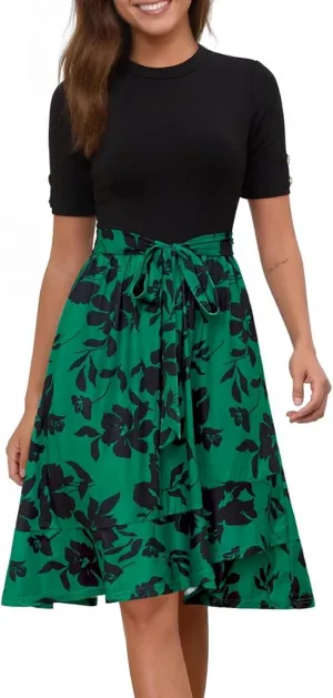 Maxi Dresses for Women 2025 Summer Casual Short Sleeve Floral Midi Dress Elegant Ruffle Tiered Flowy Boho Maxi Dress
