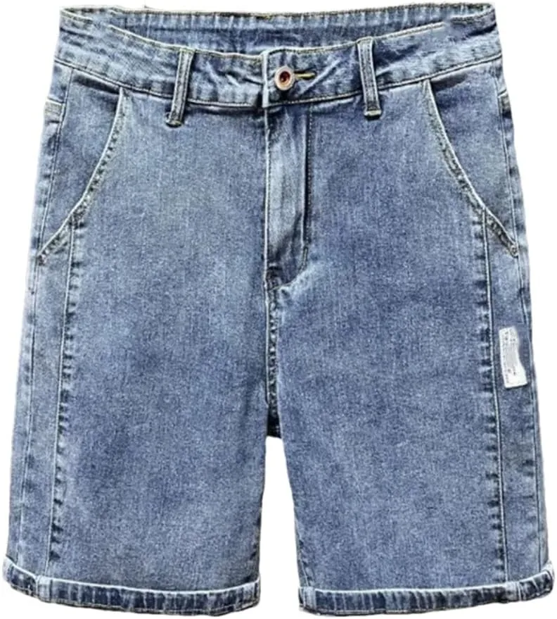 Men Summer Thin Business Denim Shorts Casual Stretch Slim Jeans Short