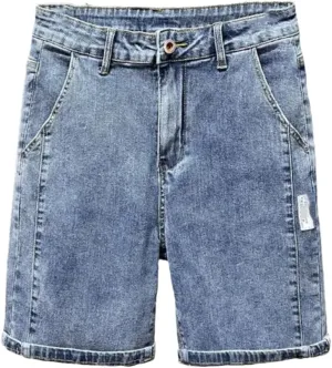 Men Summer Thin Business Denim Shorts Casual Stretch Slim Jeans Short