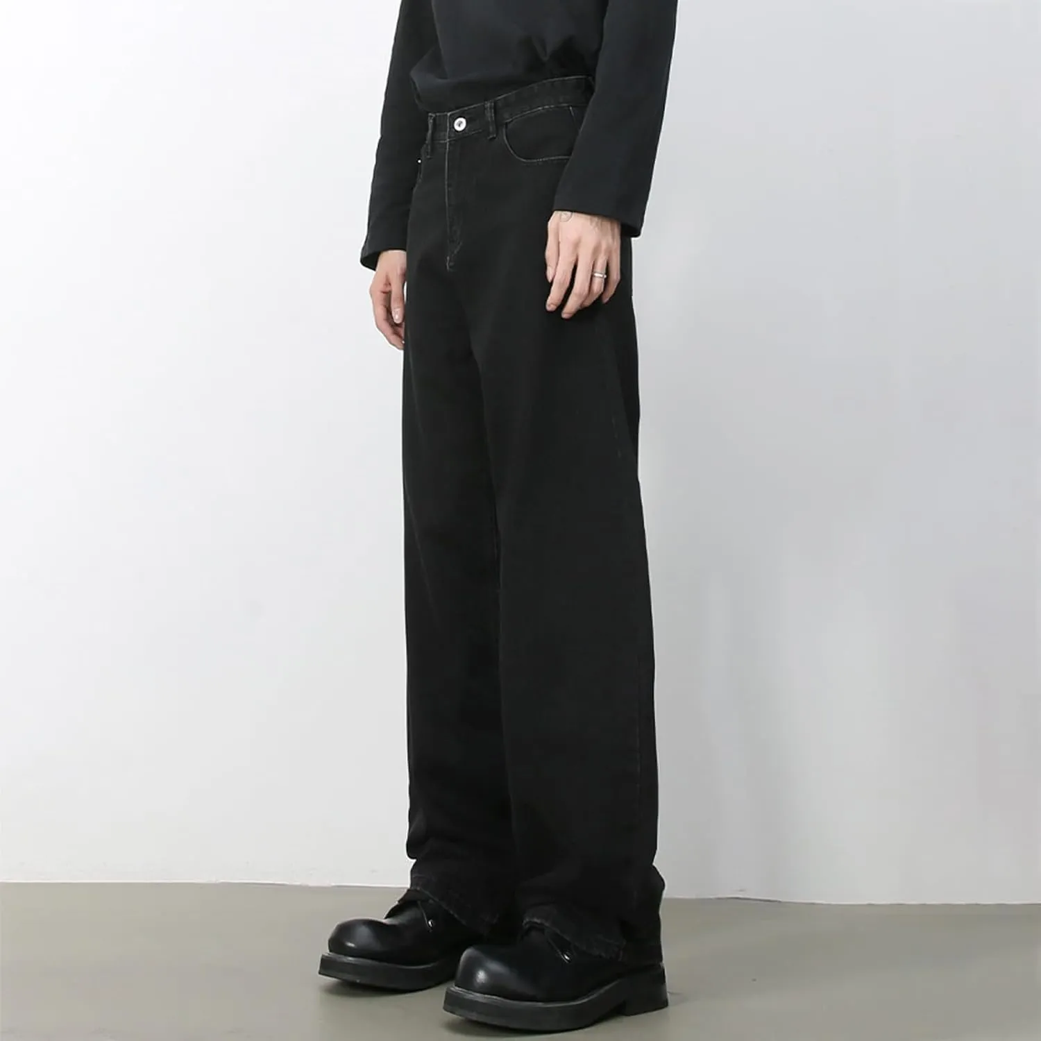 Men's Baggy Wide Leg Barrel Jeans Vintage Plain Washed Relaxed Fit Denim Pants Causal Trendy Cutlass Streetwear