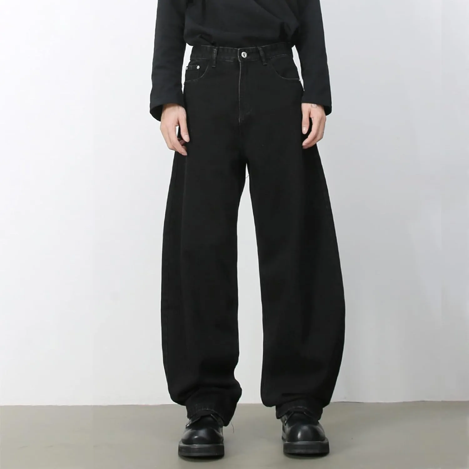 Men's Baggy Wide Leg Barrel Jeans Vintage Plain Washed Relaxed Fit Denim Pants Causal Trendy Cutlass Streetwear