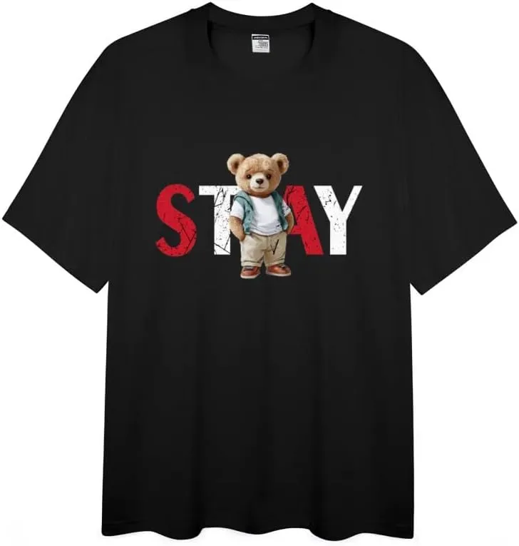 Men's Cotton Short Sleeve Tees Soft Fashion Print T-Shirts Casual Graphic Crewneck Tops