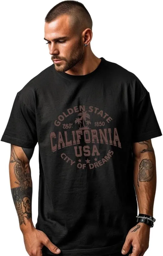 Men's Cotton Short Sleeve Tees Soft Fashion Print T-Shirts Casual Graphic Crewneck Tops