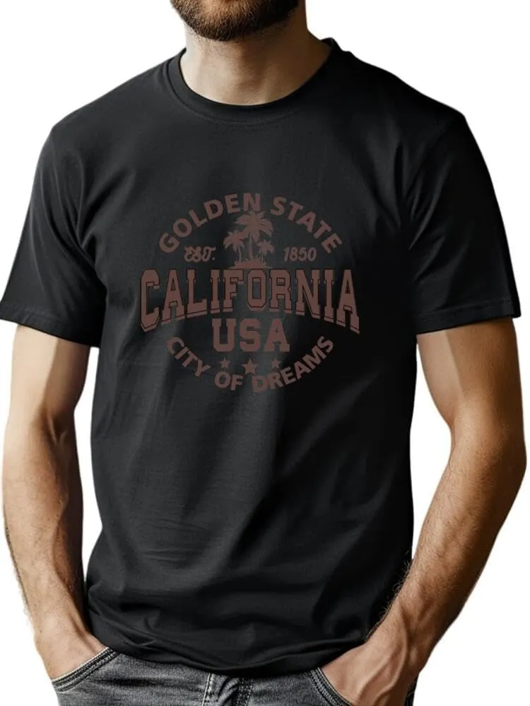 Men's Cotton Short Sleeve Tees Soft Fashion Print T-Shirts Casual Graphic Crewneck Tops