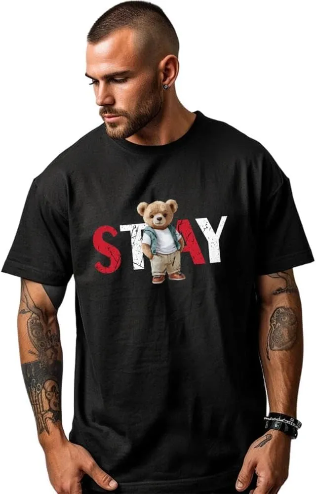 Men's Cotton Short Sleeve Tees Soft Fashion Print T-Shirts Casual Graphic Crewneck Tops