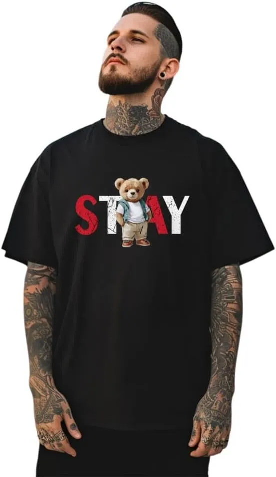 Men's Cotton Short Sleeve Tees Soft Fashion Print T-Shirts Casual Graphic Crewneck Tops