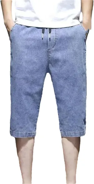Men's Denim Shorts Summer Straight Buttons Jeans Pants Cowboy Retro Streetwear Shorts