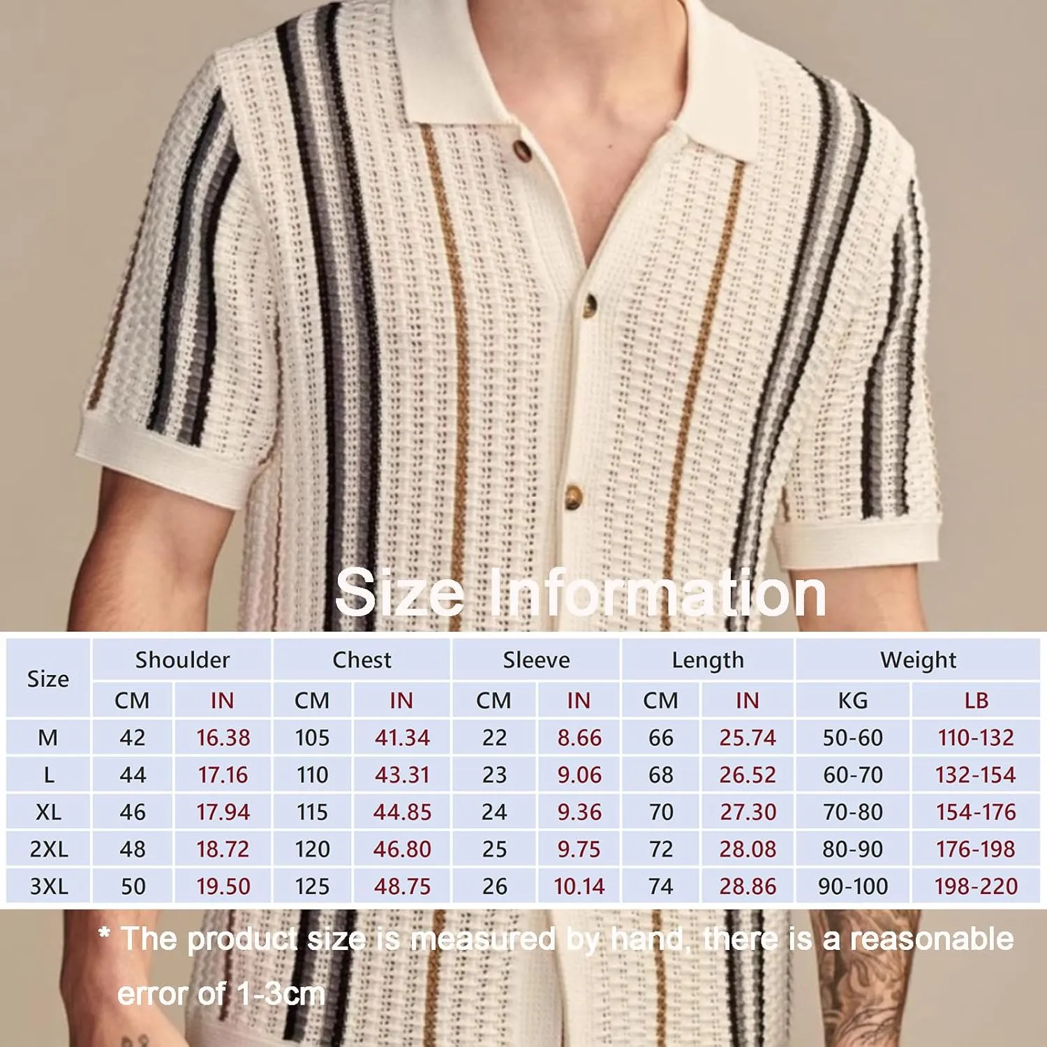 Men's Hollow Out Knit Cardigan Short Sleeve Striped Button Down Summer Casual Beach Shirts Tops