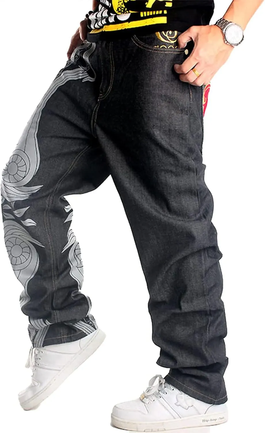 Men's Relaxed Fit Skateboard Jeans Y2k Fashion Baggy Demin Pants Vintage Hip Hop Dance Skater Pants