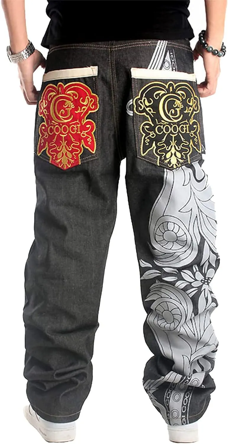 Men's Relaxed Fit Skateboard Jeans Y2k Fashion Baggy Demin Pants Vintage Hip Hop Dance Skater Pants