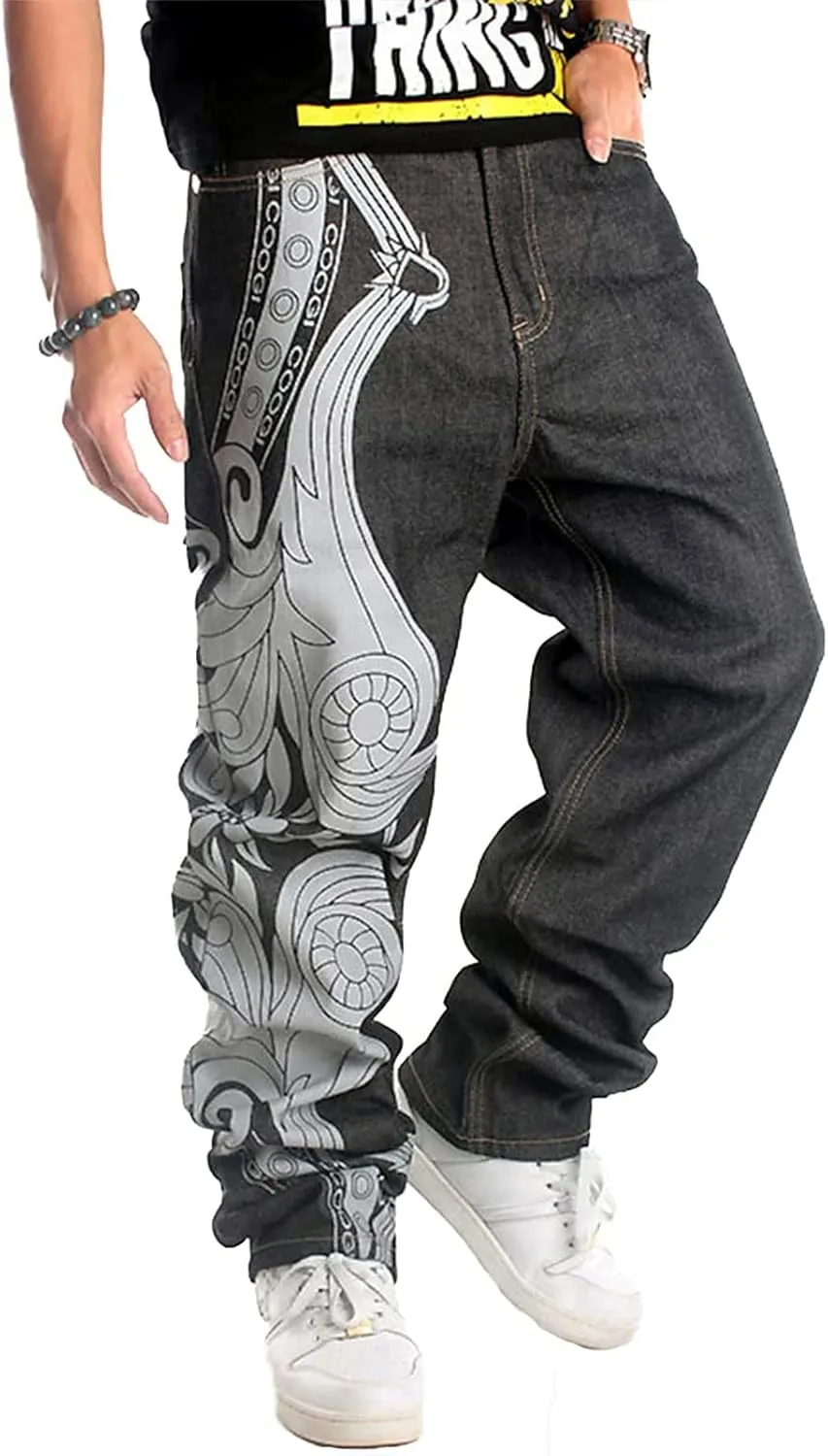 Men's Relaxed Fit Skateboard Jeans Y2k Fashion Baggy Demin Pants Vintage Hip Hop Dance Skater Pants