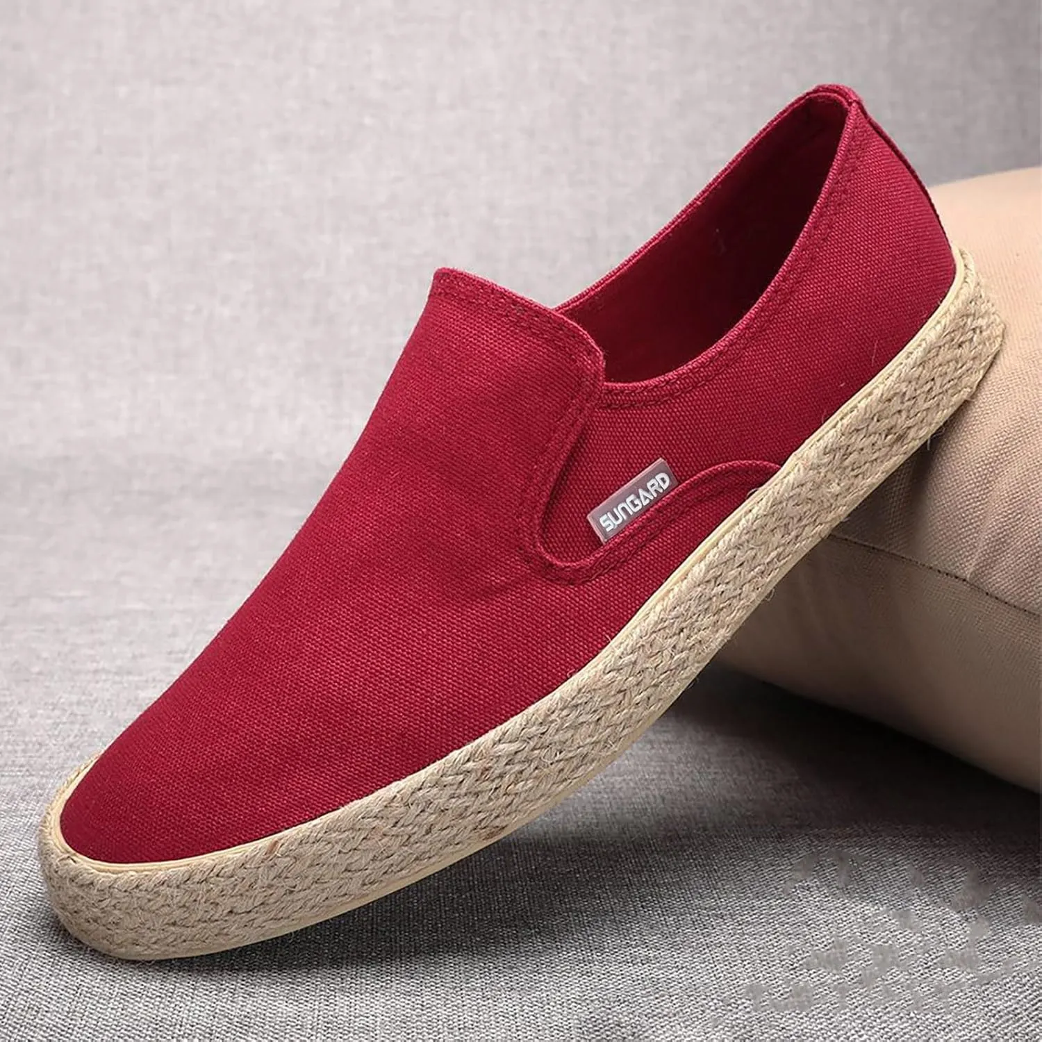 Mens Slip On Sneakers Comfortable Wide Width Espadrilles Casual Sneakers Flat Walking Shoes Breathable Lightweight Canvas Sport Shoes