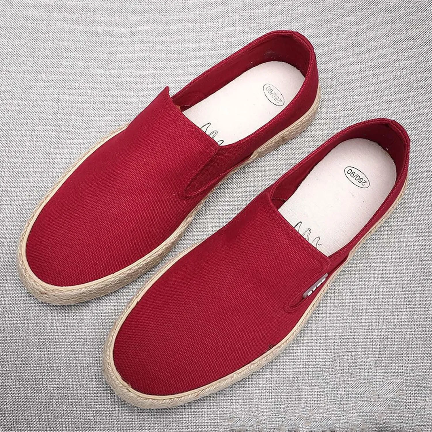 Mens Slip On Sneakers Comfortable Wide Width Espadrilles Casual Sneakers Flat Walking Shoes Breathable Lightweight Canvas Sport Shoes