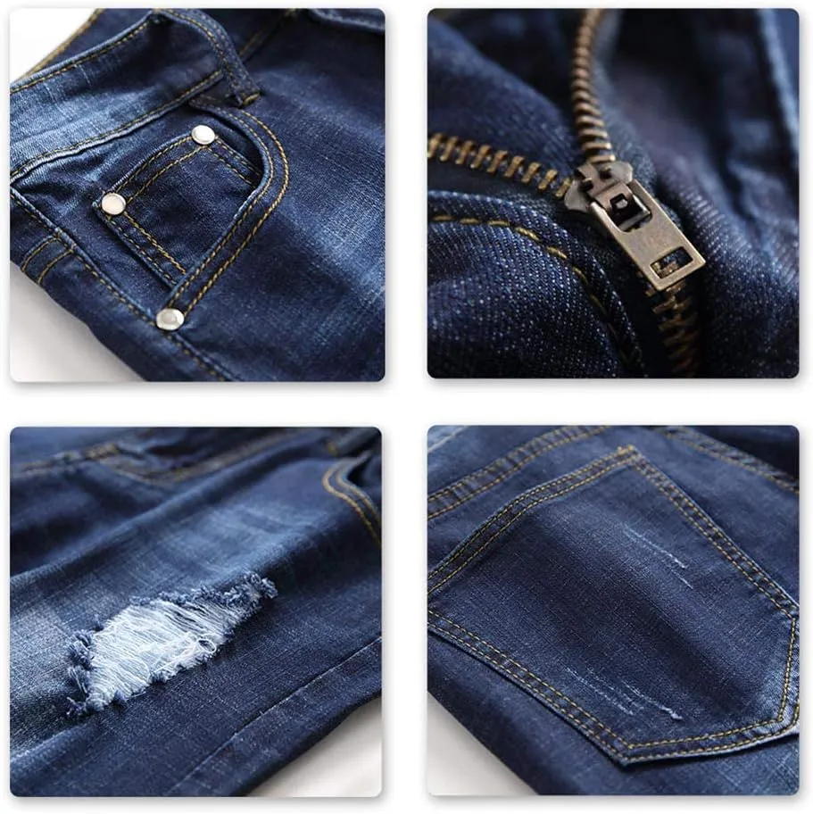Men's Stretch Ripped Denim Shorts Casual Summer Jeans Shorts