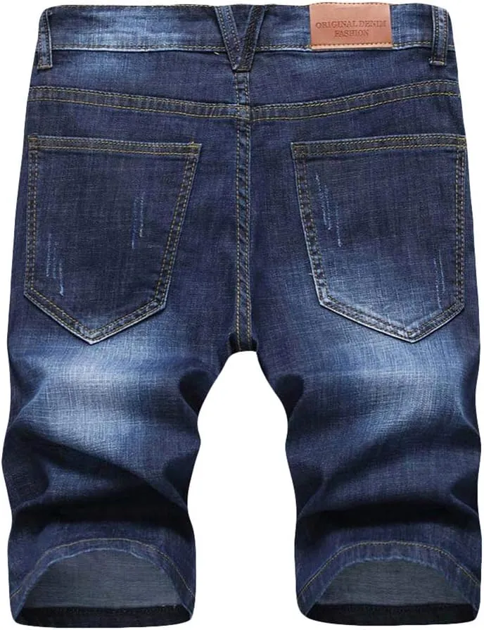 Men's Stretch Ripped Denim Shorts Casual Summer Jeans Shorts