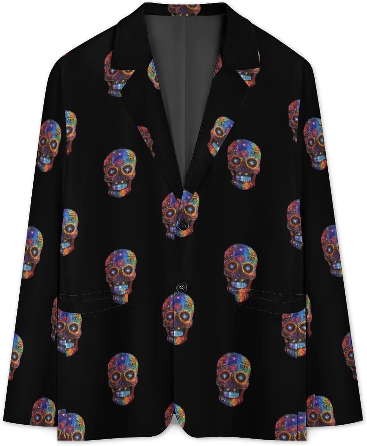 Mexicana Sugar Skull Men's Blazers Jacket Slim Fit Business Sport Coat Two Buttons Casual Suit Jacket for Work Party