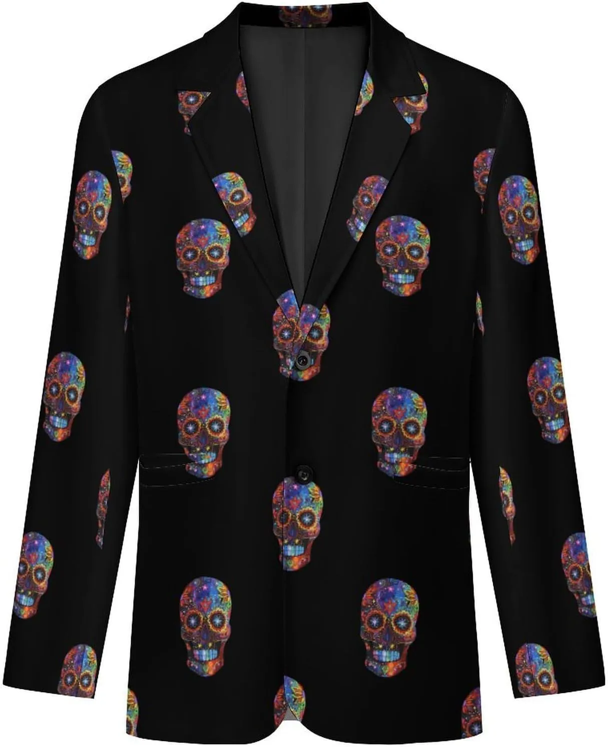 Mexicana Sugar Skull Men's Blazers Jacket Slim Fit Business Sport Coat Two Buttons Casual Suit Jacket for Work Party