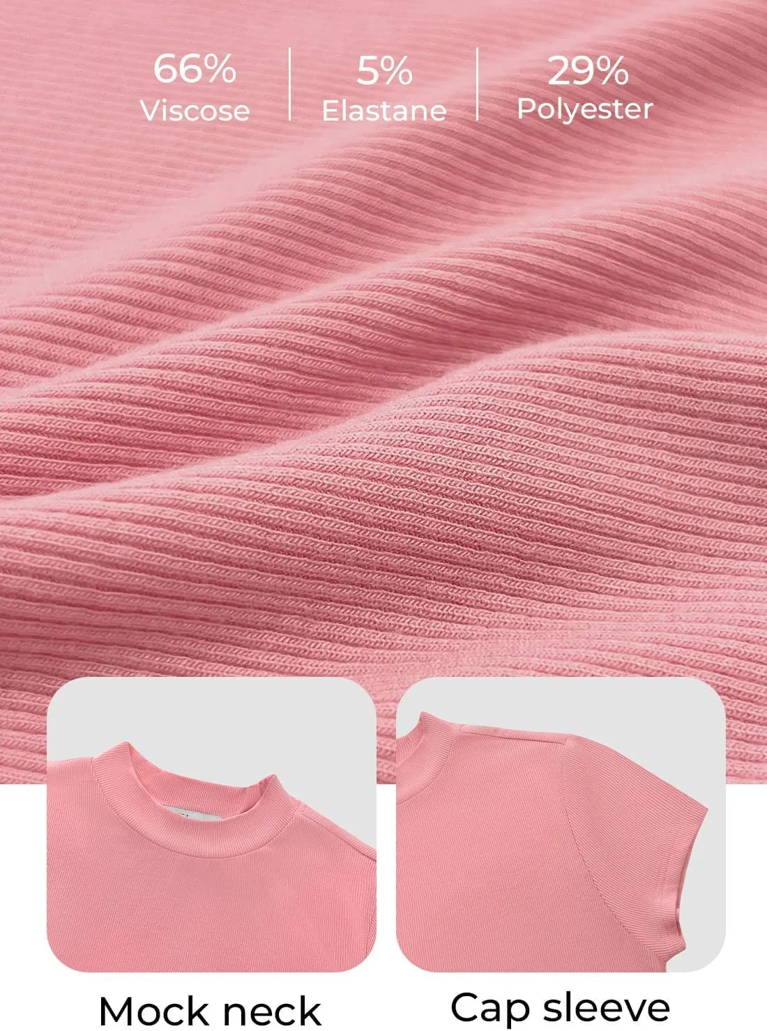MIHOLL Women's Summer Cap Short Sleeve Tops Mock Neck Ribbed Knit Slim Fit Casual Basic Tee T Shirts