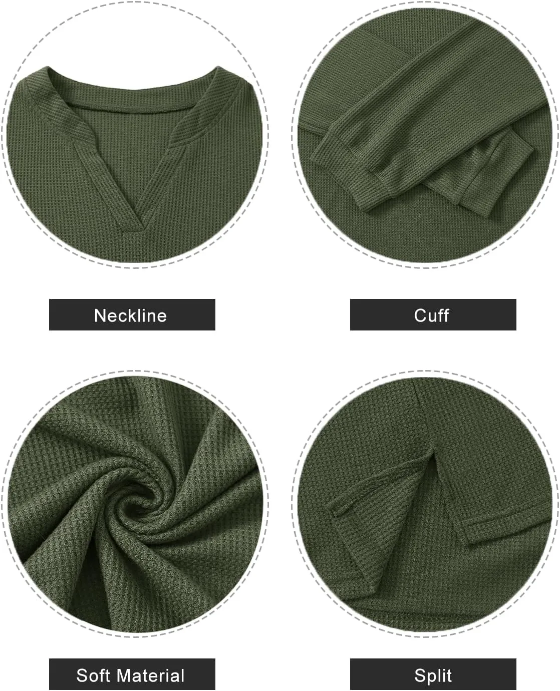 MK Shop Limited Plus Size Sweatshirts For Women Waffle Lightweight Knit Tops Casual Fall V Neck Long Sleeve Loose Tunic Shirt