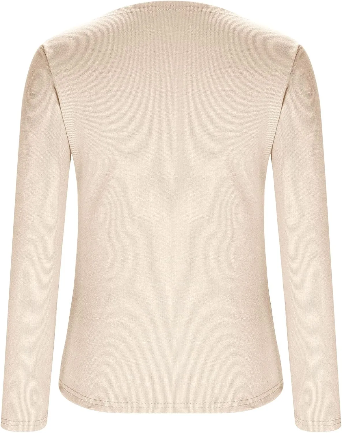 NATHGAM Women's Fall Long Sleeve Henley Tshirts Button Ribbed Knit Slim Fit Casual Basic Tops Blouse V Neck Pullover Shirts