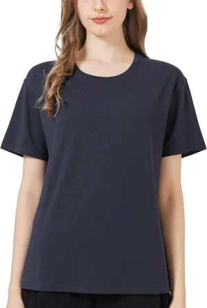 netdraw Women's Ultra Soft Bamboo Viscose T-Shirt Loose Fit Crew Neck Casual Lounge Comfy Cotton Sleep Pajama Tops