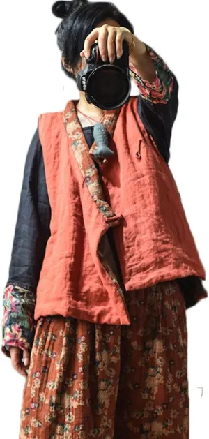 NFYM Women's Outerwear Vest Quilted Unique Cotton Linen Retro Vintage Sleeveless Padded Jacket