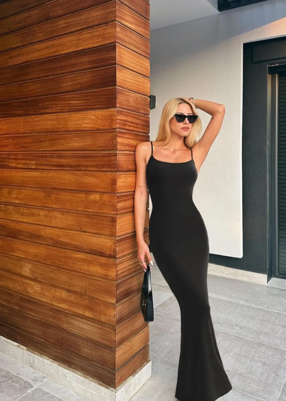 OLCHEE Womens Sexy Long Slip Maxi Dresses Summer Bodycon Casual Backless Sleeveless Lounge Dresses Ribbed Slim Formal Elegant