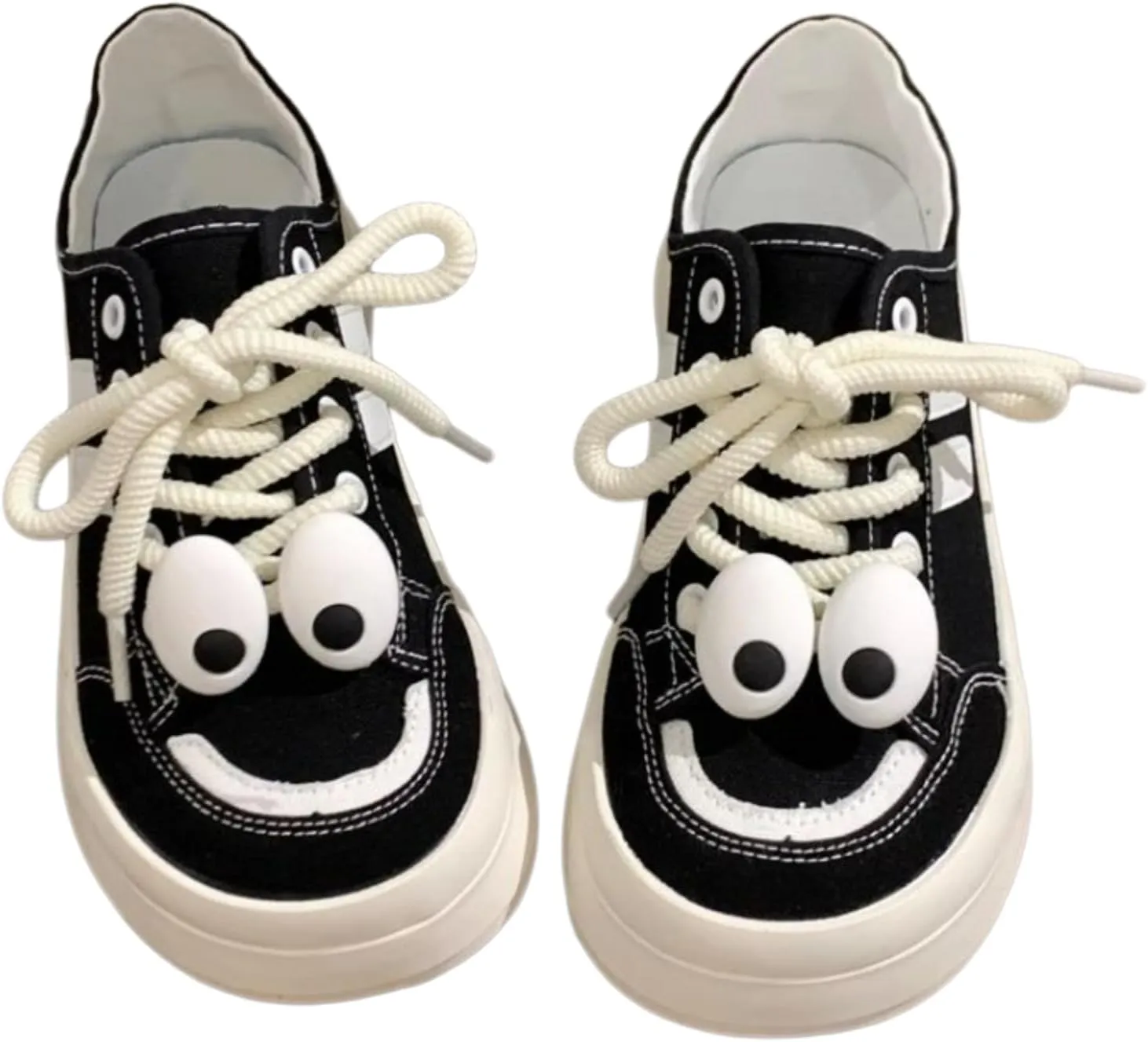 Open-Back Canvas Slip-ons Walking Cute Sneakers for Women Lace-Up Thick Sole Height Increase Walking Cute Shoes