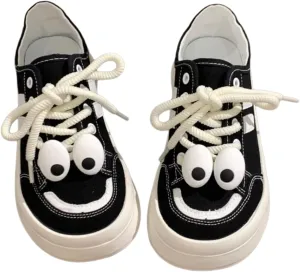 Open-Back Canvas Slip-ons Walking Cute Sneakers for Women Lace-Up Thick Sole Height Increase Walking Cute Shoes