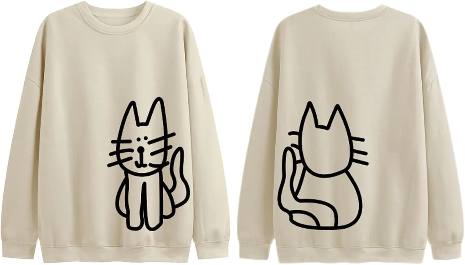 Oversized Sweatshirt for Women Cat Graphic Cute Sweatshirts Crewneck Casual Long Sleeve Shirts Pullover Top Tshirt