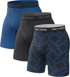 Pair of Thieves Super Fit Long Boxer Briefs for Men - Ultra Soft, Breathable, Quick-Dry Underwear 4-Way Stretch (2 & 3 Pack)