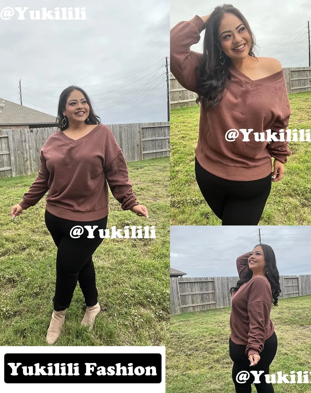 Plus-Size-Sweaters for Women Long Sleeve Waffle Knit V Neck Pullover Tops 1X-5X